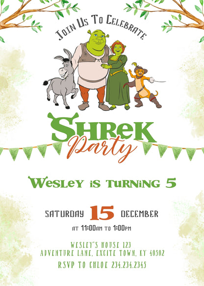 Shrek  customizable invitation template | Share or Print |  | EV094