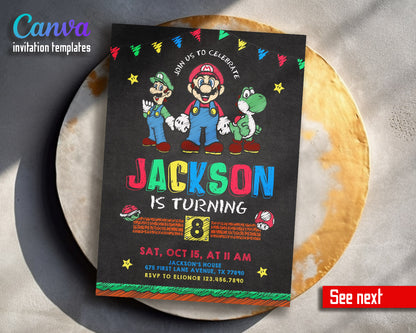 Super Mario Bros  customizable invitation template | Share or Print |  | GG030