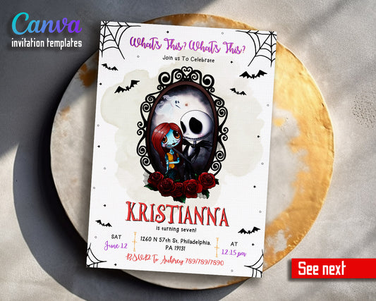 The Nightmare Before Christmas Halloween customizable invitation template | Share or Print |  | QY975