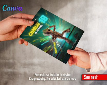 Groot Guardians of the Galaxy Superhero customizable invitation template | Share or Print |  | HS169