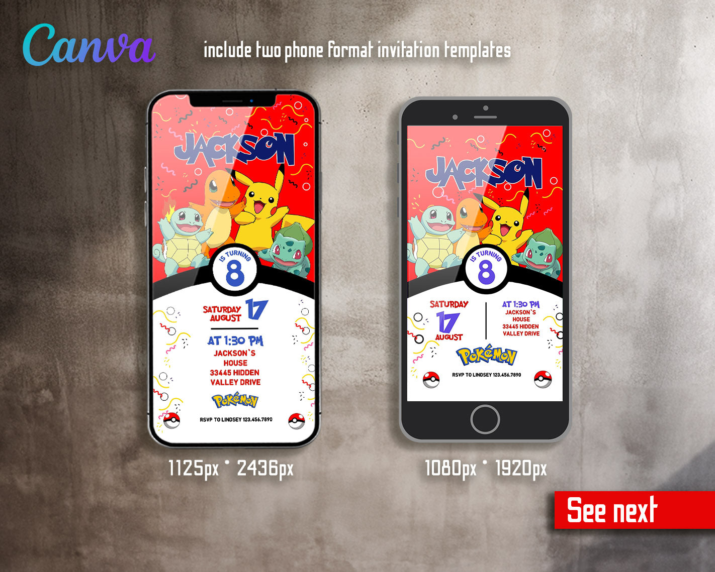 Pokemon Pikachu  customizable invitation template | Share or Print |  | KM130