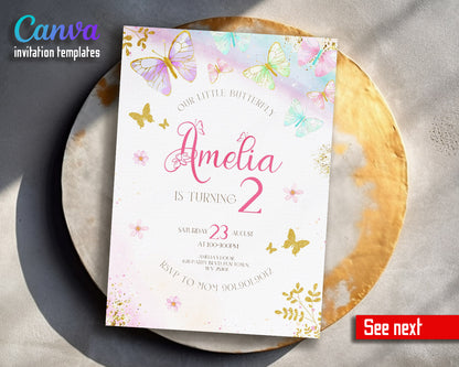 Butterfly Birthday  customizable invitation template | Share or Print | girl | LM718