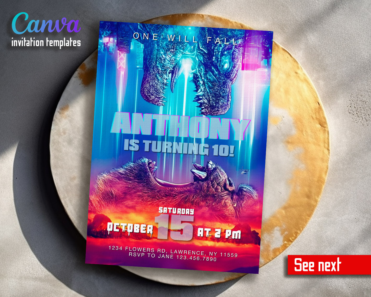 Godzilla Invites Godzilla X King Kong customizable invitation template | Share or Print ...