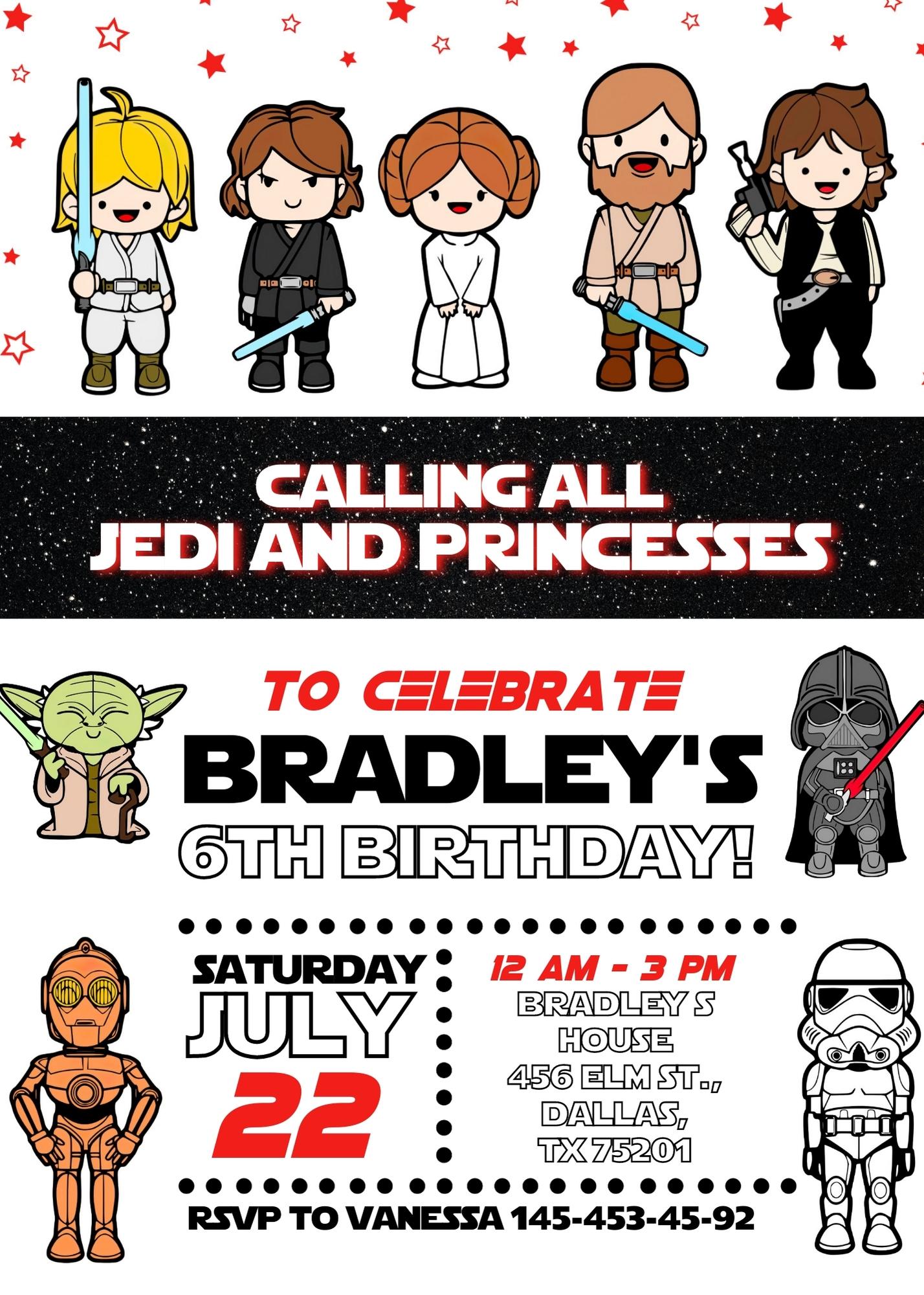 Star Wars customizable invite template | instant download | Share or Print | AR935