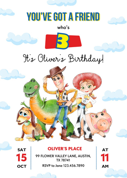 Toy Story Woody  customizable invitation template | Share or Print |  | JP201