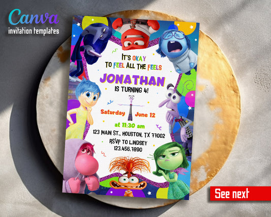 Inside Out 2 customizable invitation template | Share or Print |  | MI115