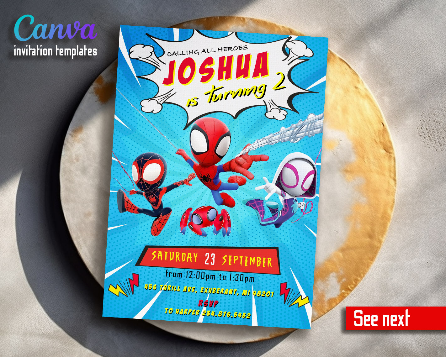 Spidey and His Amazing Friends customizable invitation template | Share or Print | boy | JK538