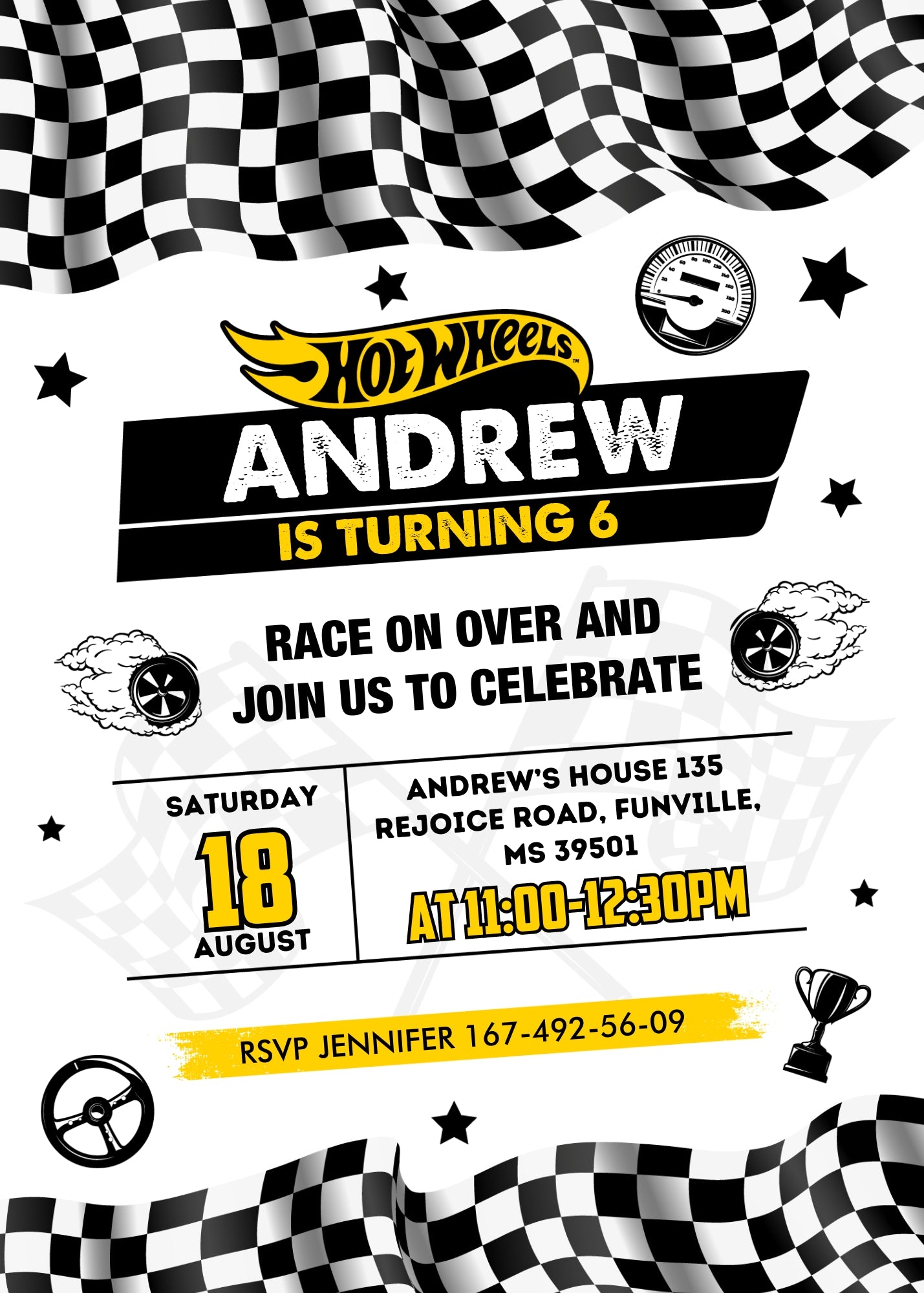 Hot Wheels Racing  customizable invitation template | Share or Print | boy | ZP325