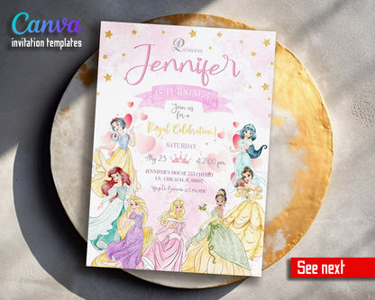 Disney Princess  customizable invitation template | Share or Print | girl | ZE182