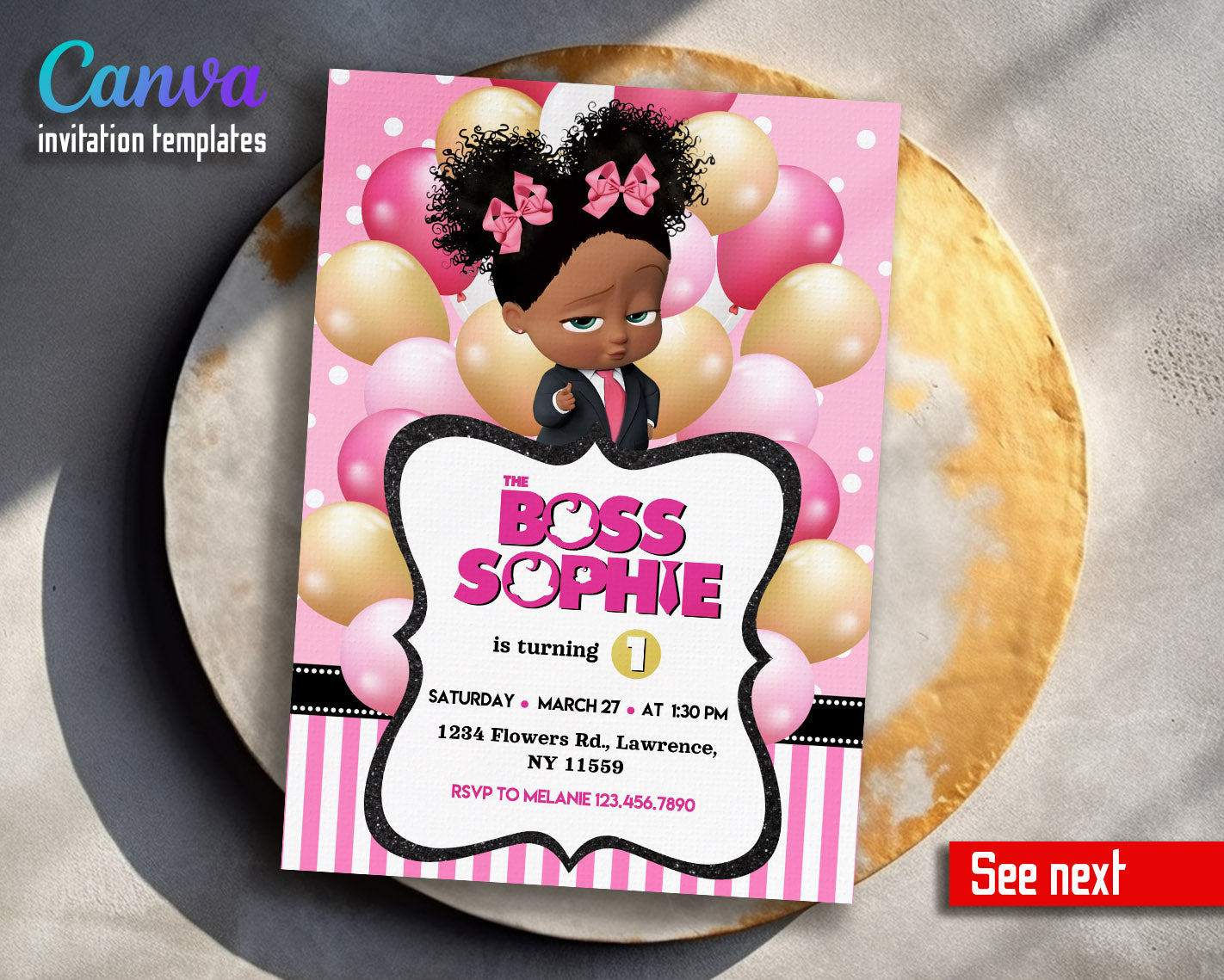 Baby Boss  customizable invitation template | Share or Print | girl | IO488