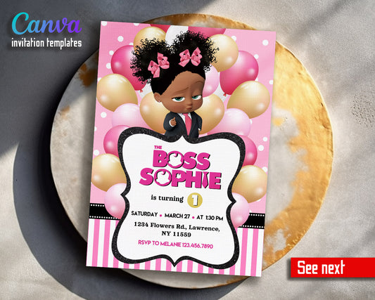 Baby Boss  customizable invitation template | Share or Print | girl | IO488