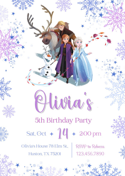 Frozen Elsa customizable invitation template | Share or Print | girl | BN833