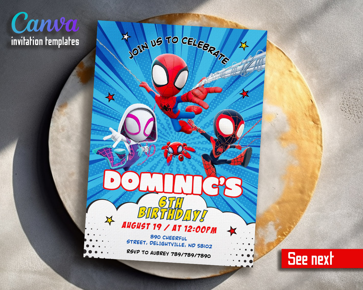 Spidey and His Amazing Friends customizable invitation template | Share or Print | boy | GX922