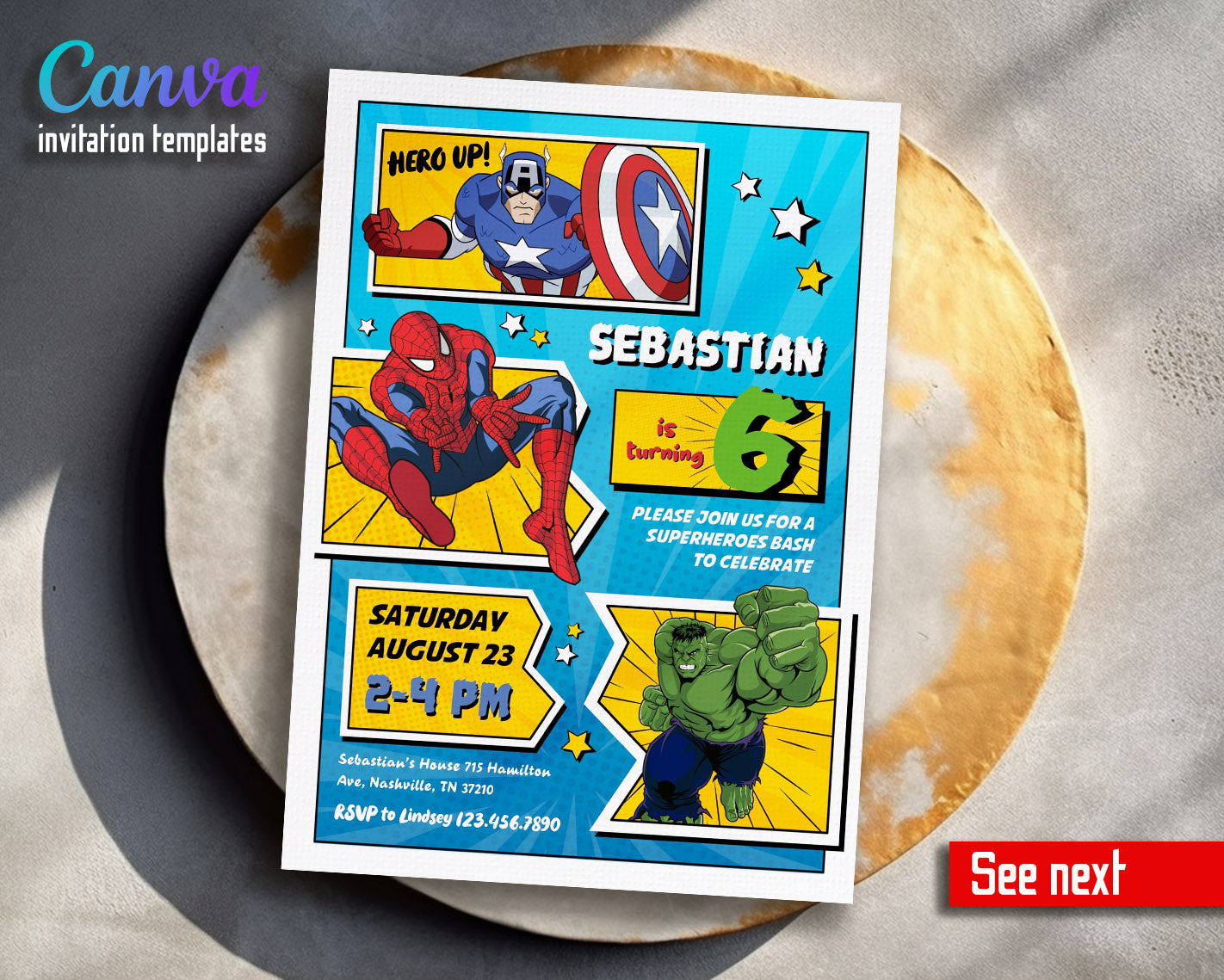 Avengers Marvel Superhero  customizable invitation template | Share or Print | boy | RK258