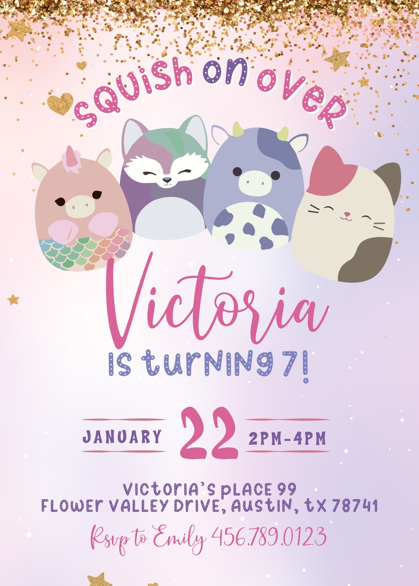 Squishmallows  customizable invitation template | Share or Print |  | TE430