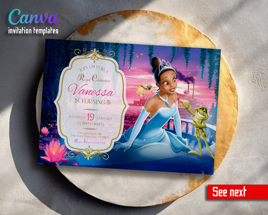 Tiana Frog Princess  customizable invitation template | Share or Print | girl | NI756