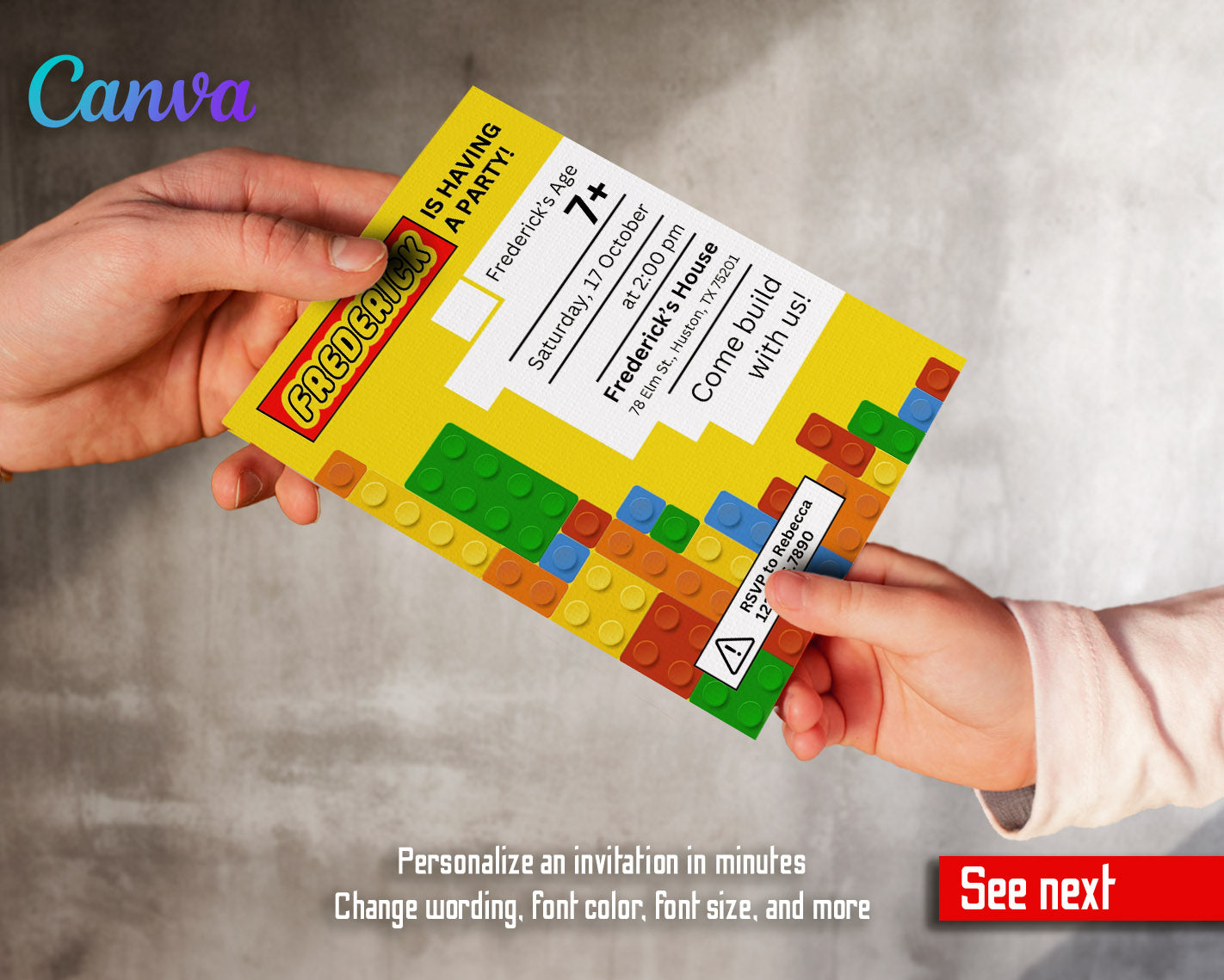 Lego  customizable invitation template | Share or Print |  | HF886