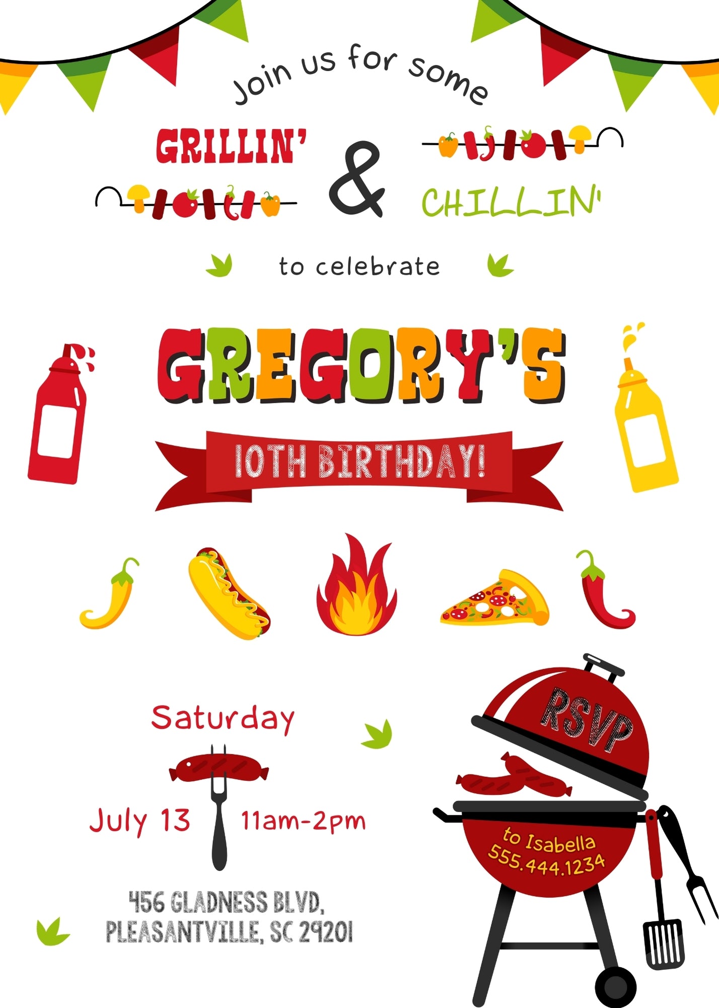 Grill Chill Bbq customizable invitation template | Share or Print |  | NZ898