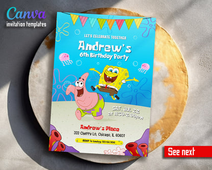 SpongeBob SquarePant customizable invitation template | Share or Print |  | RX427