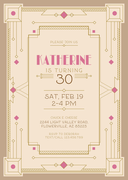 Great Gatsby customizable invite template | instant download | Share or Print | LN838