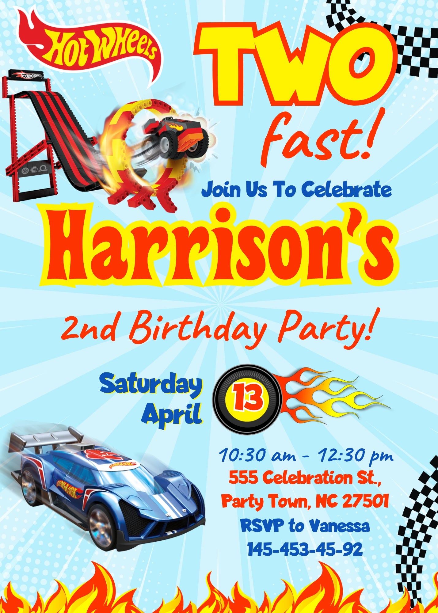 Hot Wheels Two Fast 2 Furious customizable invitation template | Share or Print | boy | KL433