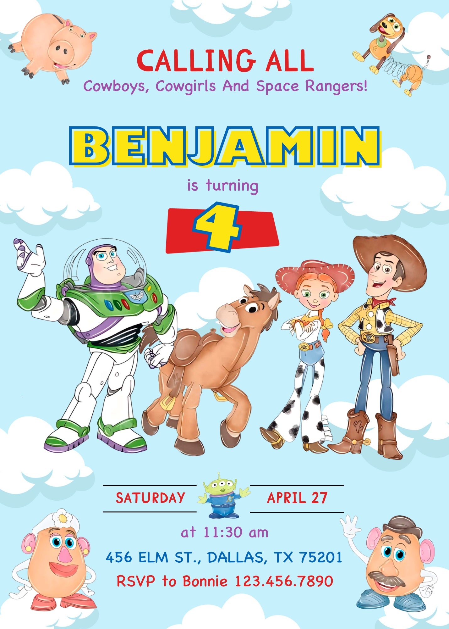 Toy Story Woody  customizable invitation template | Share or Print |  | FW694