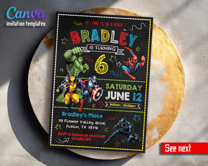 Avengers Marvel Superhero  customizable invitation template | Share or Print | boy | IT468