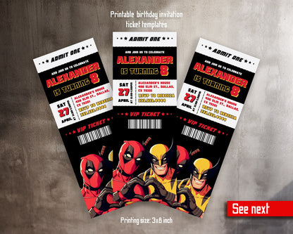 Deadpool Wolverine Marvel customizable invitation template | Share or Print | boy | JQ443