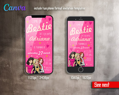 Barbie Pink  customizable invitation template | Share or Print | girl | BF232