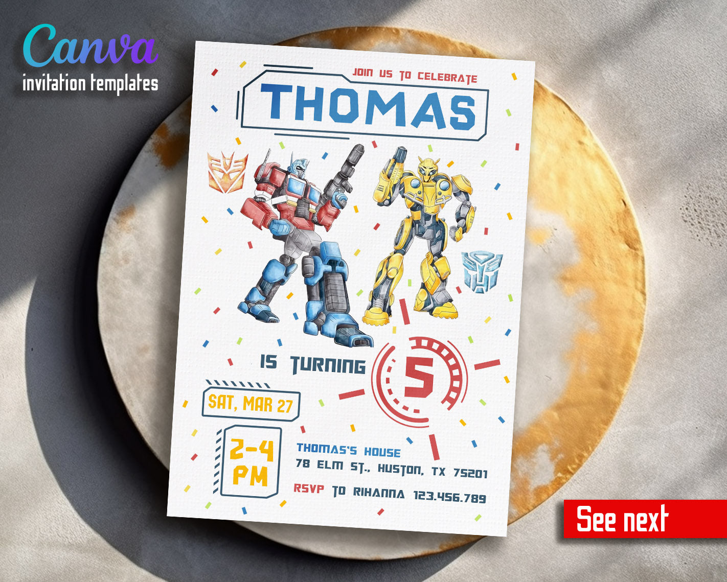 Transformers Rescue Bots  customizable invitation template | Share or Print | boy | HL226