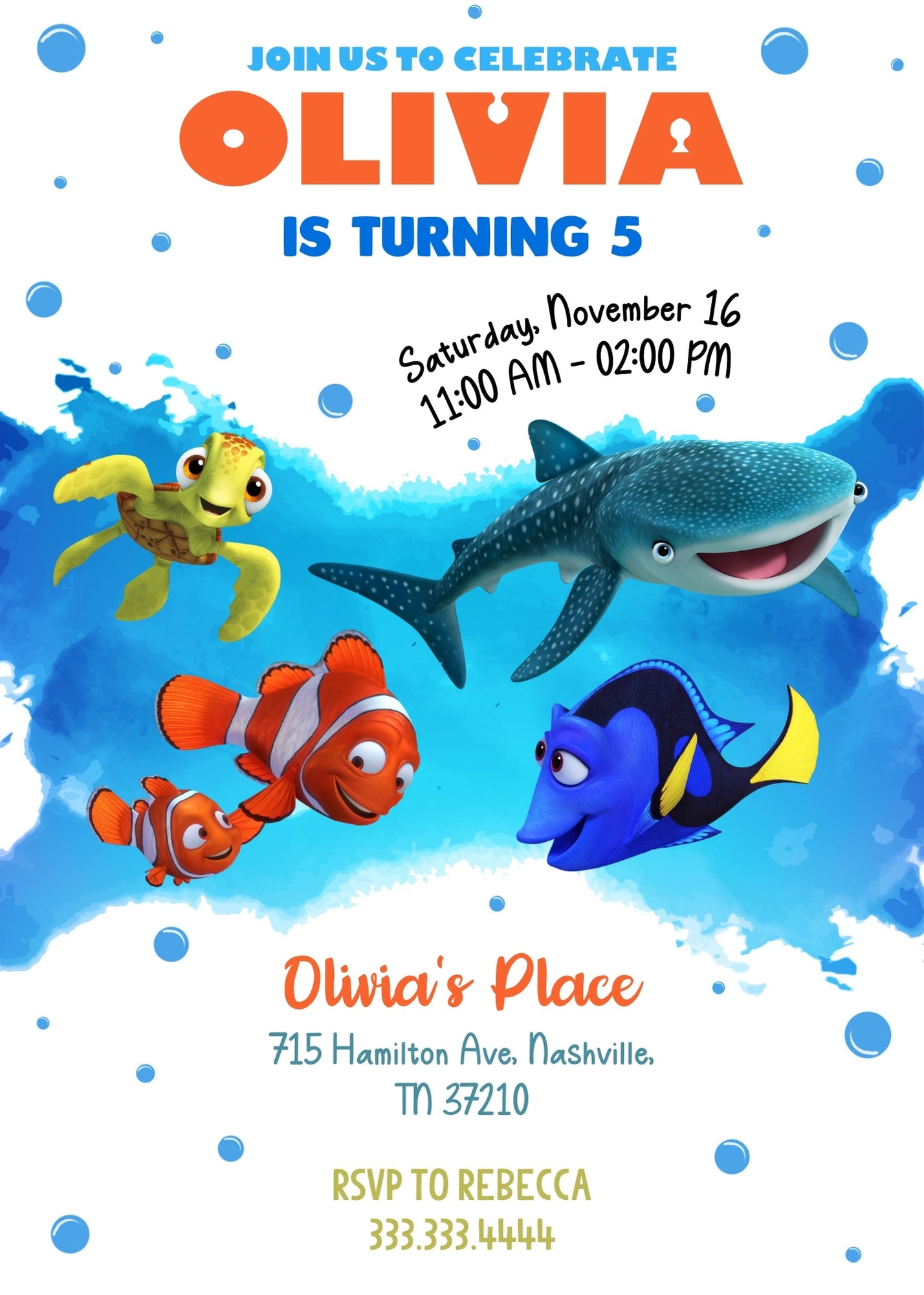 Finding Nemo customizable invitation template | Share or Print |  | TZ260