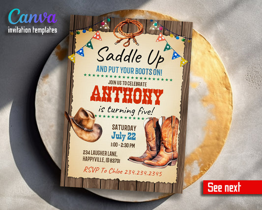 Cowboy Rodeo customizable invitation template | Share or Print | boy | GK929