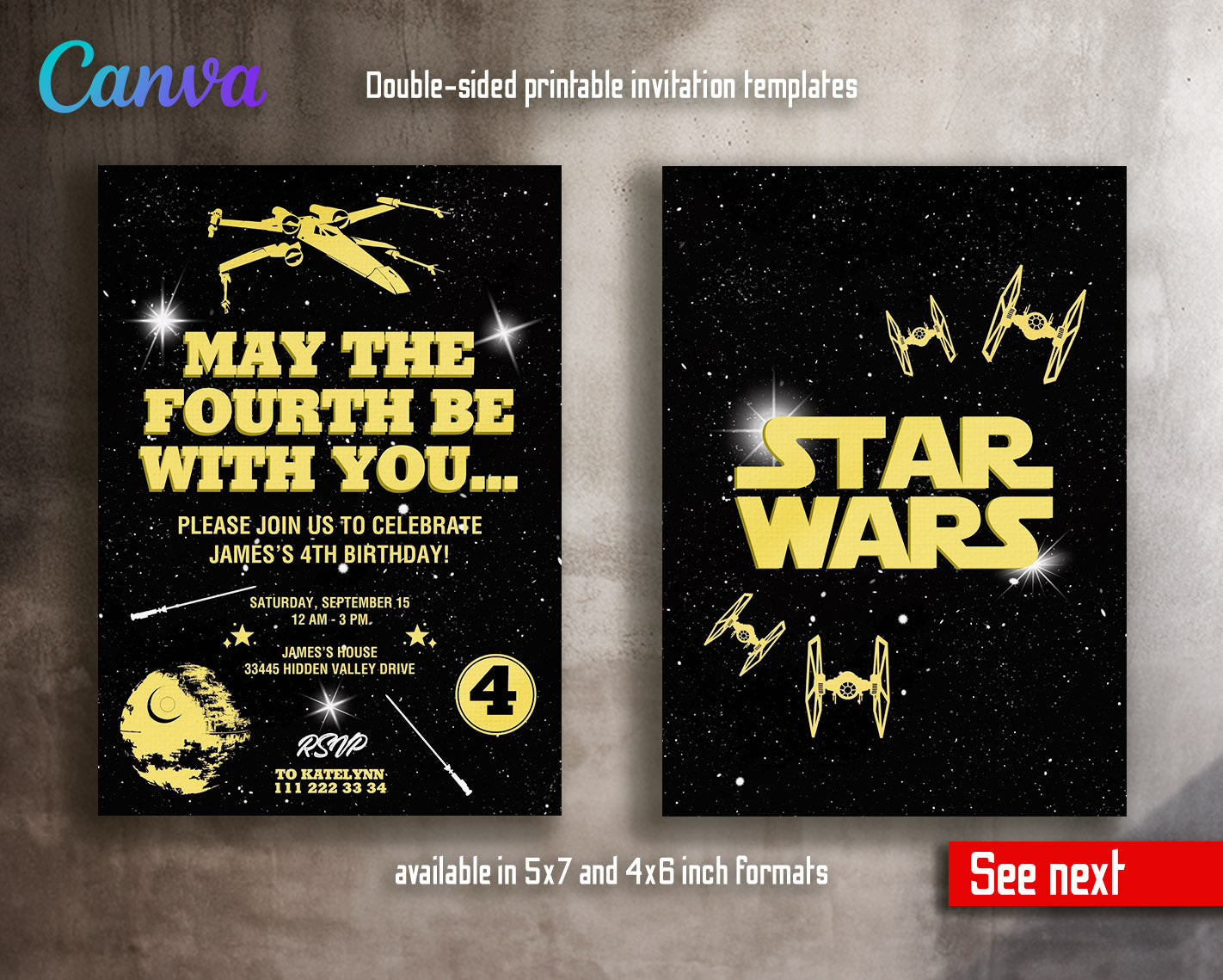 Star Wars Darth Vader  customizable invitation template | Share or Print | boy | LK956