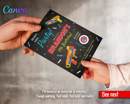 NERF Dart Wars  customizable invitation template | Share or Print | boy | RQ706