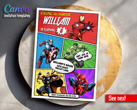 Avengers Marvel Superhero customizable invitation template | Share or Print | boy | CA462