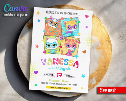 SuperKitties  customizable invitation template | Share or Print |  | UD496