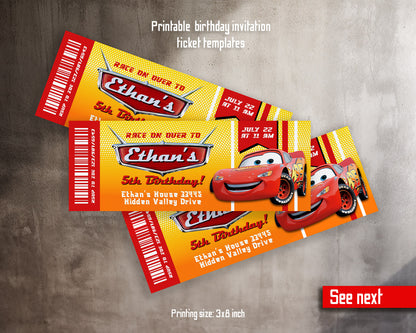 Cars Lightning McQueen customizable invitation template | Share or Print | boy | IA243