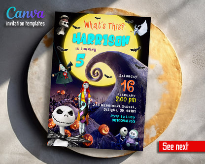 The Nightmare Before Christmas Halloween customizable invitation template | Share or Print |  | SY978