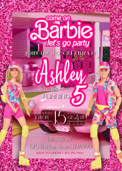 Barbie Pink  customizable invitation template | Share or Print | girl | KU139