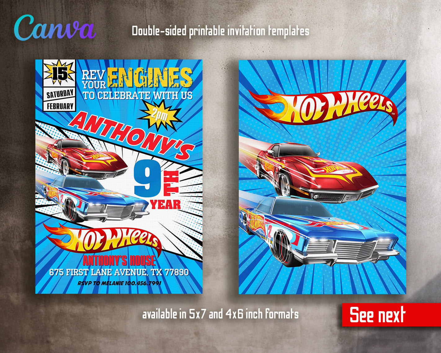 Hot Wheels Racing  customizable invitation template | Share or Print | boy | XC996