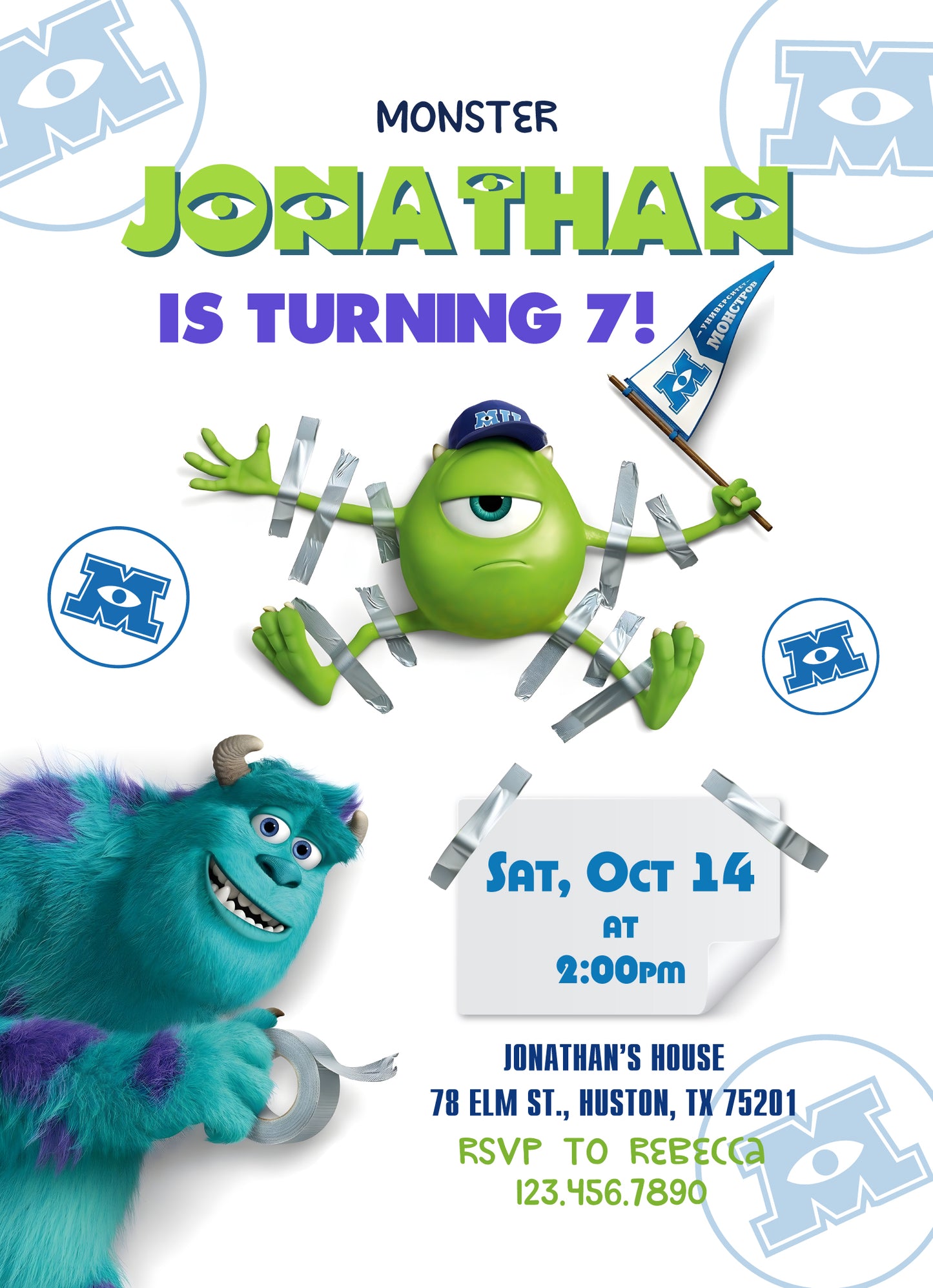 Monsters, Inc.  customizable invitation template | Share or Print |  | DE317