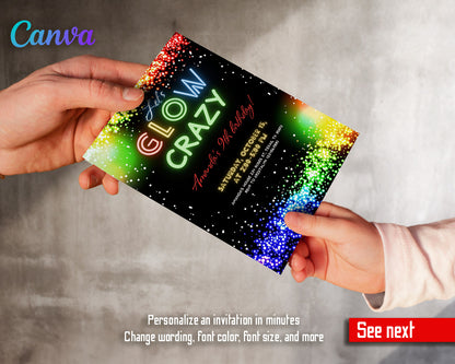 Lets Glow Crazy  customizable invitation template | Share or Print |  | OZ785