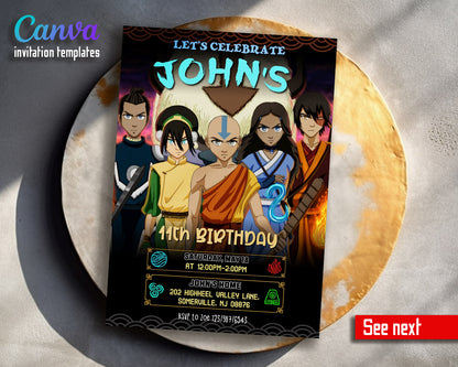 Avatar The Last Airbender  customizable invitation template | Share or Print |  | EH344