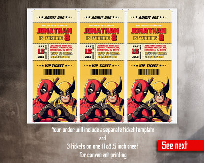 Deadpool Wolverine Marvel customizable invitation template | Share or Print | boy | ML750