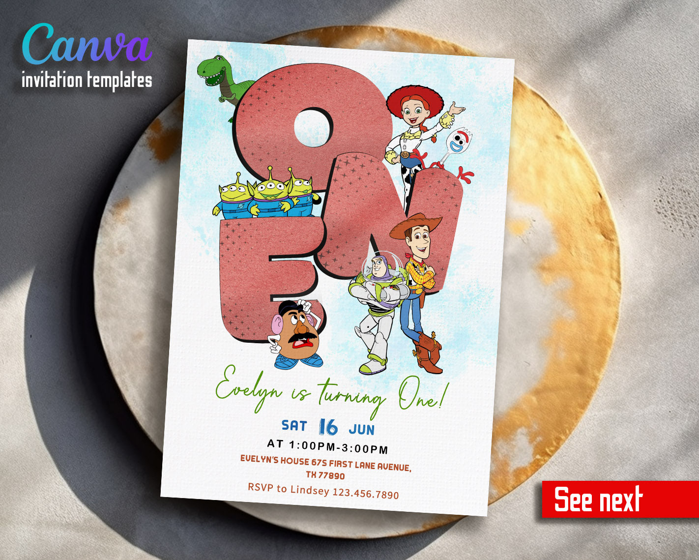 Toy Story Woody  customizable invitation template | Share or Print |  | BC665