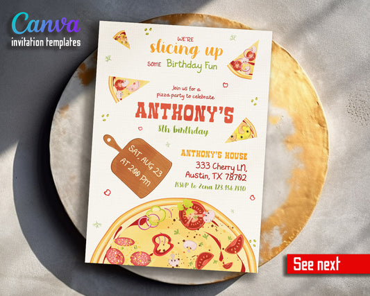 Pizza Party customizable invitation template | Share or Print |  | EX115