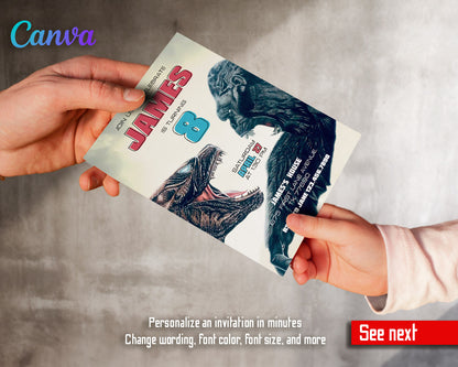 Godzilla X King Kong  customizable invitation template | Share or Print |  | YB451