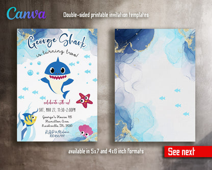 Baby Shark  customizable invitation template | Share or Print |  | YR284