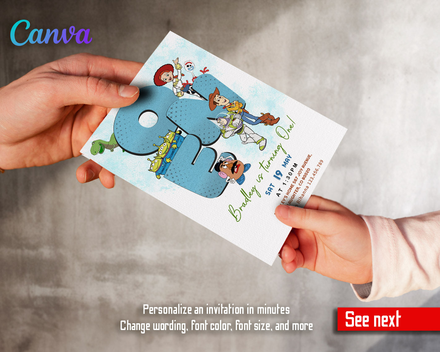 Toy Story Woody  customizable invitation template | Share or Print |  | NP595