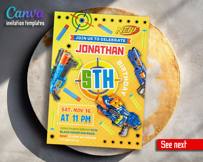 NERF Dart Wars  customizable invitation template | Share or Print | boy | MQ571